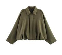 Women's Faux Suede Bomber Jacket Casual Lapel Pilot Jackets Oversize Long Sleeve Full Zip Fashion Travel Streetwear Outerwear work jacket Army Green L