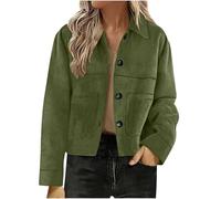 Womens Faux Suede Bomber Jacket Long Sleeve Button Down Loose Fit Blazers Casual Fashion Lapel Pilot Jackets womens jackets Army Green XL