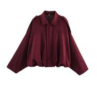 Women's Faux Suede Bomber Jacket Oversized Lapel Long Sleeves Pilot Coat Spring Trendy Casual Streetwear Outerwear