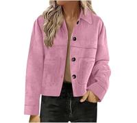 Women's Faux Suede Bomber Jacket Spring Lapel Pilot Coat Oversized Long Sleeves Trendy Streetwear Outerwear Button Down Suede Jacket Casual Cropped Coat Ladies Elegant Trench Coats Jackets for Women