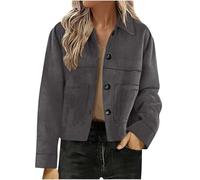 Women's Faux Suede Bomber Jacket Spring Lapel Pilot Coat Oversized Long Sleeves Trendy Streetwear Outerwear Button Down Suede Jacket Casual Cropped Coat Ladies Elegant Trench Coats Jackets for Women