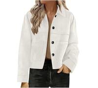 Women's Faux Suede Bomber Jacket Spring Lapel Pilot Coat Oversized Long Sleeves Trendy Streetwear Outerwear Button Down Suede Jacket Casual Cropped Coat Ladies Elegant Trench Coats Jackets for Women