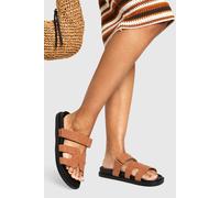 Womens Faux Suede Cutout Footbed Sliders - Orange - 7, Orange