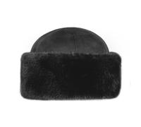 Women's Faux Suede Hat with Faux Fur Brim - BLACK/BLACK / ONE