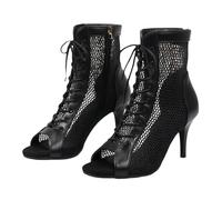 Women's Faux Suede Pumps Lace Up Peep Toe Thin Stiletto Heels Lightweight Comfortable Shoes Classic Vintage Trendy Design Party Travel Shoes Dance Practice Booties (Clear, 6)