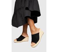Womens Faux Suede Whipstitch Espadrille Wedges - Black - 3, Black