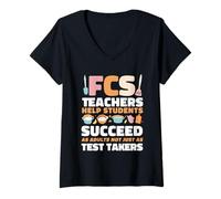 Womens FCS Teacher Help Students Succeed As Adults Home Ec V-Neck T-Shirt