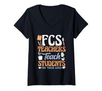 Womens FCS Teachers Teach For Their Lives Home Economics V-Neck T-Shirt