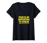 Women's Fear is an Invitation to Evolve Motivational Quote V-Neck T-Shirt