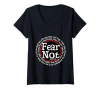 Womens Fear Not Isaiah 41:10 Christian Faith & Strength Design V-Neck T-Shirt