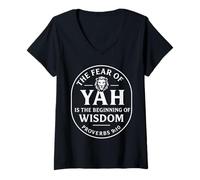 Womens Fear of YAH Wisdom Begins Proverbs 9 Design V-Neck T-Shirt