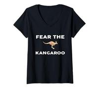 Women's Fear The Kangaroo T-Shirt Kangaroos V-Neck T-Shirt