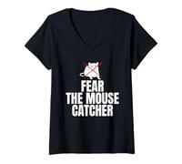 Womens Fear The Mouse Catcher V-Neck T-Shirt