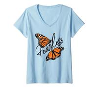 Womens Fearless Beautiful Butterfly Creative Collection V-Neck T-Shirt