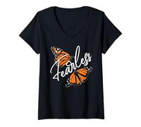 Womens Fearless Beautiful Butterfly Creative Collection V-Neck T-Shirt
