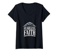 Womens Fearless Faith Standing When Storms Rise Christian V-Neck T-Shirt