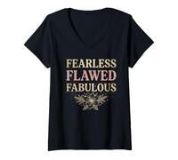 Women's Fearless Flawed Fabulous | Empowering Cute V-Neck T-Shirt