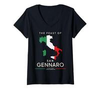 Womens Feast of San Gennaro Festival New York Little Italy Flag V-Neck T-Shirt