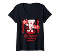 Womens Feast of St Anthony North End Boston Funny Pizza Souvenir V-Neck T-Shirt