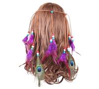 Women's Feather Headband, Boho Hippie Headpiece, Headpiece, Style, Festival, Party Hair (Purple, One Size)