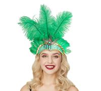 Women's Feather Headpiece Carnival Headdress 1920s Flapper Headband Sequin Costume Accessories Belly Dance Hair Band Party Fancy Dress Festival Outfit (Green, One Size)