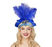 Women's Feather Headpiece Carnival Headdress 1920s Flapper Headband Sequin Costume Accessories Belly Dance Hair Band Party Fancy Dress Festival Outfit (Blue, One Size)