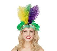 Women's Feather Headpiece Carnival Headdress 1920s Flapper Headband Sequin Costume Accessories Belly Dance Hair Band Party Fancy Dress Festival Outfit (Camouflage, One Size)