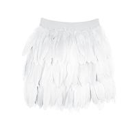 Women's Feather Skirt Halloween Christmas Gothic Faux Feather Skirt Family Party Short Skirt Lower Half Skirt Women's Show Skirt Mini Skirt Women Mini Medieval Festival Costume Stage Costume, C-white,