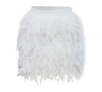 Women's Feather Skirts Solid Color Elastic High Waisted Feather Body Skirt Dress Up Fancy Dress Skirt Carnival Skirts Feathered Tutu Skirt Party for Women UK White