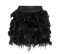 Women's Feather Skirts Solid Color Elastic High Waisted Feather Body Skirt Dress Up Fancy Dress Skirt Carnival Skirts Feathered Tutu Skirt Party for Women UK Black