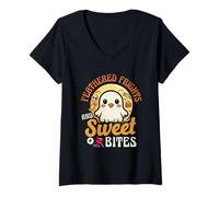 Womens Feathered Frights and Sweet Bites - Spooky Hen V-Neck T-Shirt