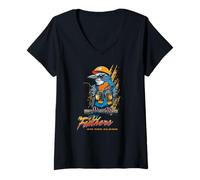 Womens Feathers on The Floor Bird Construction Tools V-Neck T-Shirt