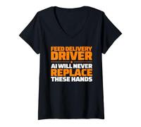 Women's Feed Delivery Driver Never Replace V-Neck T-Shirt