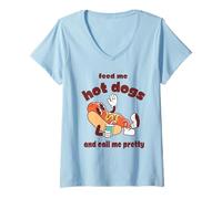 Womens Feed Me Hot Dogs And Call Me Pretty V-Neck T-Shirt