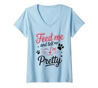 Womens Feed me hungry hippopotamus funny Chubby Hippo V-Neck T-Shirt