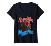 Women's Feed Me Momma s Hungry Baby Crow s Mom & Child V-Neck T-Shirt