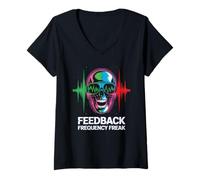 Womens Feedback Frequency Freak Punk Rock Music V-Neck T-Shirt