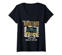 Womens Feel The Rythm - Kings of Hip Hop (Funny Graphic) V-Neck T-Shirt