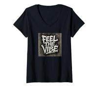 Womens Feel The Vibe Urban Style Hip Hop Rap V-Neck T-Shirt