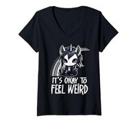 Womens Feel Weird Goth Girl Emo Dark Gothic Music Weirdo V-Neck T-Shirt