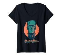 Womens Feelin' Alive Frankenstein Monster Halloween Graphic V-Neck T-Shirt