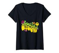 Womens Feelin' Groovy Hippie Stoner Retro 60's V-Neck T-Shirt