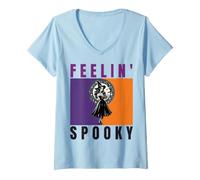 Women's Feelin' Spooky Retro Witch V-Neck T-Shirt