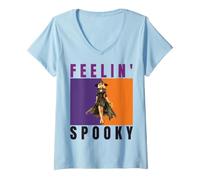 Women's Feelin' Spooky Retro Witch V-Neck T-Shirt
