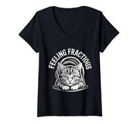 Womens Feeling Fractious Cranky Kitty Cat Mood Feline Puns - V-Neck T-Shirt