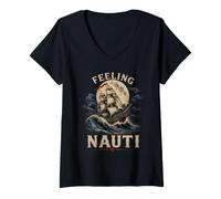 Women's Feeling Nauti Tall Ship Sailing Nautical Adventure V-Neck T-Shirt