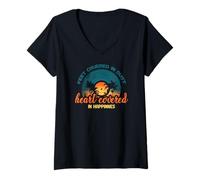 Womens Feet Covered in dust Heart Covered in happinnes V-Neck T-Shirt