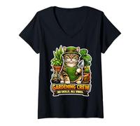Women's Feline Green Thumb Enthusiast V-Neck T-Shirt