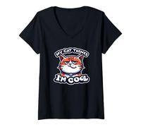 Womens Feline Lover My Cat Thinks I'm Cool Funny Quote V-Neck T-Shirt