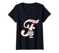 Women's Felix The Cat Americana Script Logo V-Neck T-Shirt